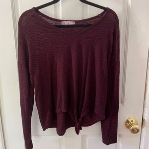 Medium Pink Rose Front Tie Sweater